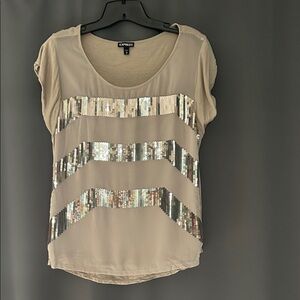 Express Olive Khaki Sequin Blouse